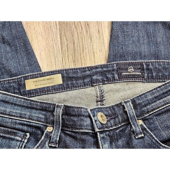 Adriano Goldschmied Womens Size 26 R Stevie Ankle Embroidered Denim Blue Jeans - Picture 4 of 11